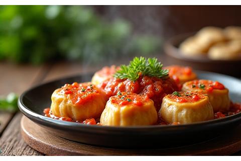 Tanjir ukusne sarme pripremljene sa bezglutenskim žitaricama i svežim kupusom.