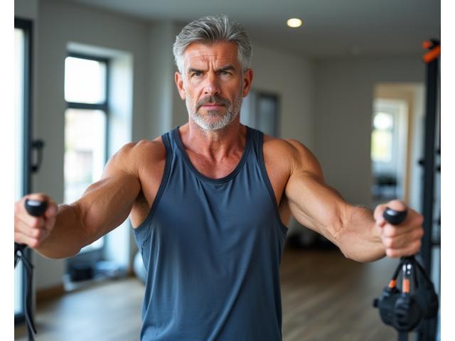 Marko, muškarac u pedesetim, snažan i samouveren, trenira u teretani