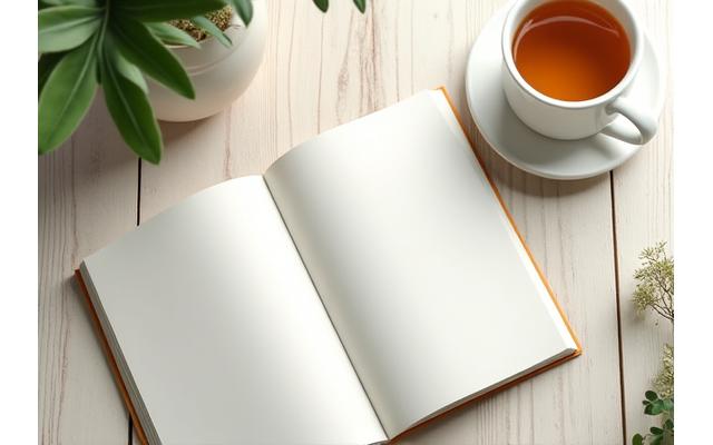 Otvorena knjiga sa beleškama i šoljicom kafe, simbolizuje učenje i samorazvoj uz besplatne resurse Zdravlja Esencija.