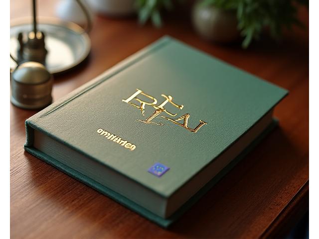 Ilustracija sveske sa pravnim tekstovima i državnim pečatima, simbolizujući pravnu usklađenost i regulativu